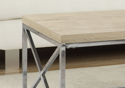 Coffee Table - Natural With Chrome Metal - I 3208