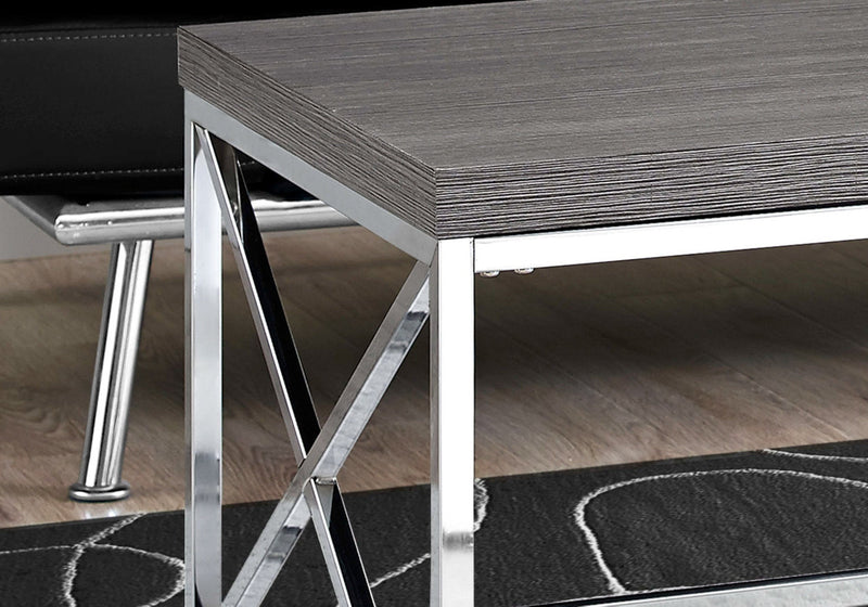 Grey Coffee Table With Chrome Metal - I 3225