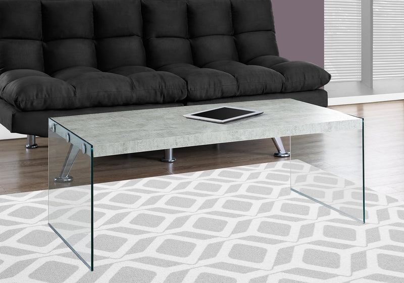 Coffee Table - Grey Cement With Tempered Glass - I 3230