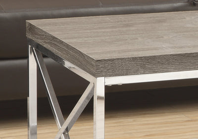 Coffee Table - Dark Taupe With Chrome Metal - I 3258