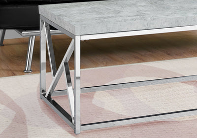 Coffee Table - Grey Cement With Chrome Metal - I 3375