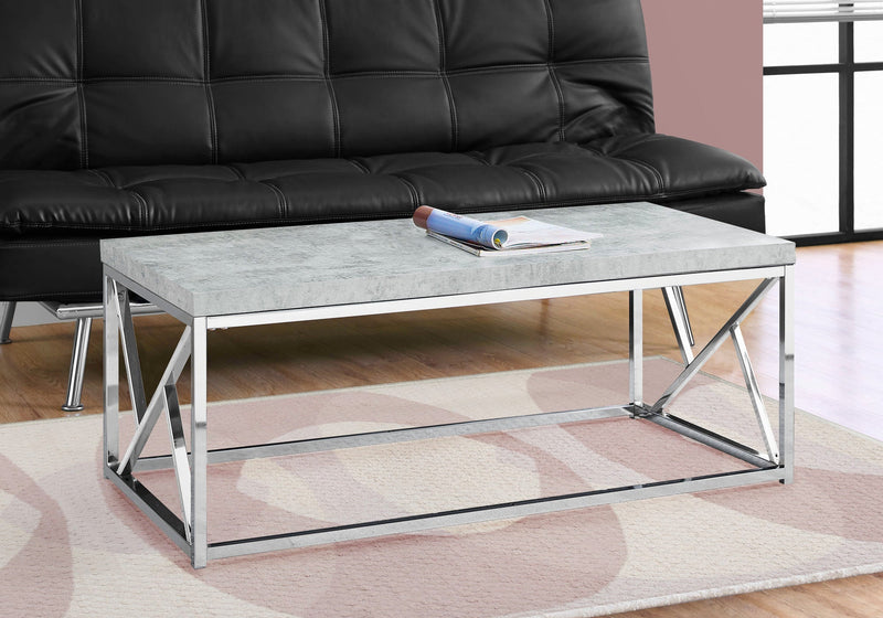 Coffee Table - Grey Cement With Chrome Metal - I 3375