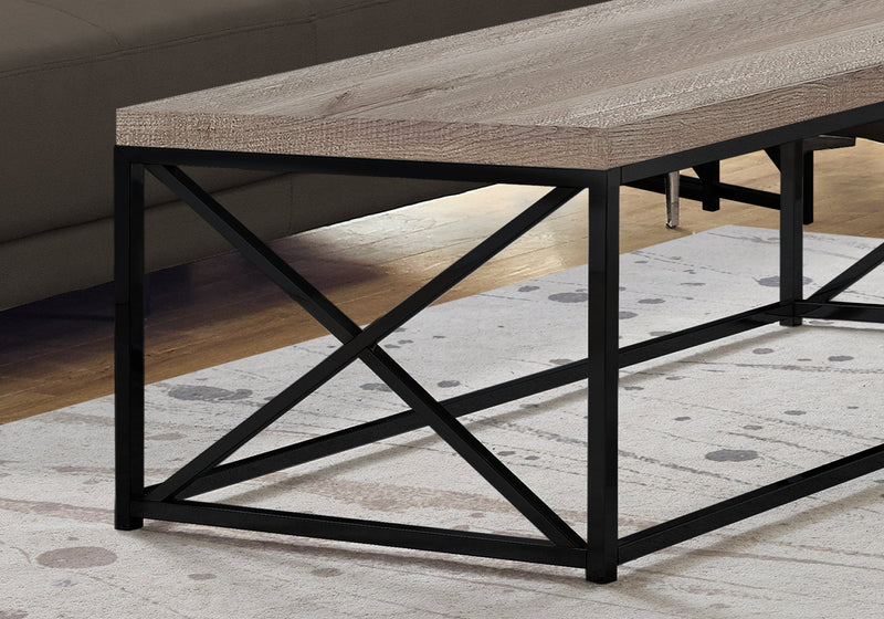 Coffee Table - Taupe Reclaimed Wood-Look / Black Metal - I 3418