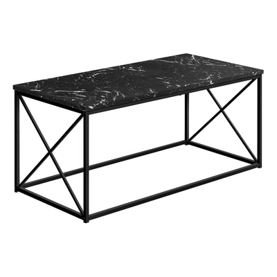Coffee Table - 40"L / Black Marble / Black Metal - I 3783