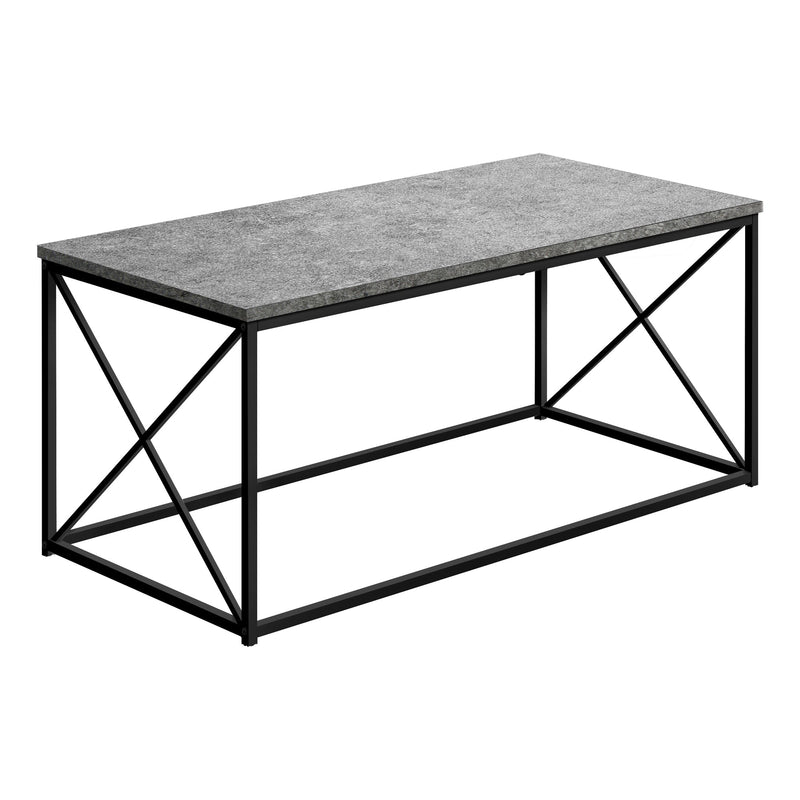 Coffee Table - 40"L / Grey Stone-Look / Black Metal - I 3785