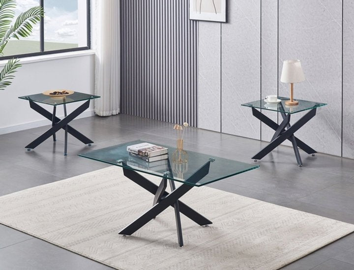 Twisting Stainless Steel Coffee Table Set (Dark Version) - IF-2571-3pcs