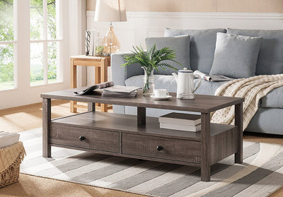 Grey Coffee Table with 2 Storage Drawers - IF-3221