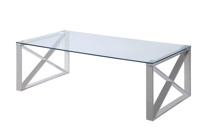 Polished Chrome Glass top Coffee Table Set - MA-3644-30+2MA-3644-04