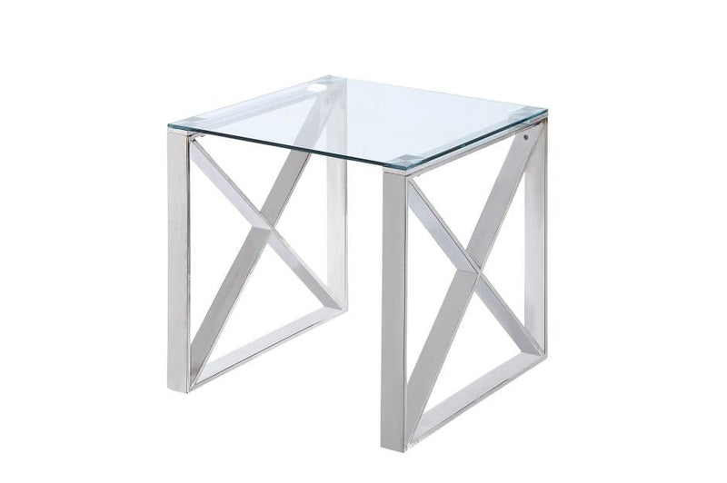 Polished Chrome Glass top Coffee Table Set - MA-3644-30+2MA-3644-04