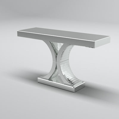 Stainless Steel and Silver Mirror Console Table with Pedestal Design - ME-JS5010A