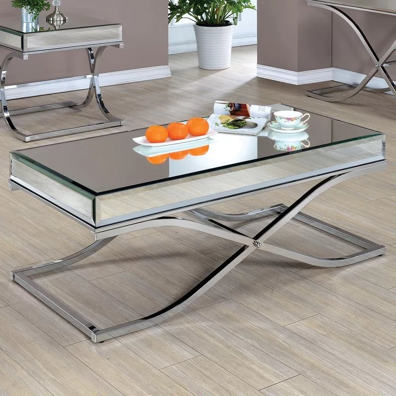 Stainless Steel and Silver Mirror Coffee Table - ME-S010