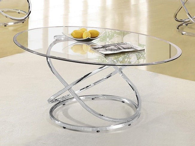 Sophisticated Chrome and Glass Coffee Table - T-5018-C