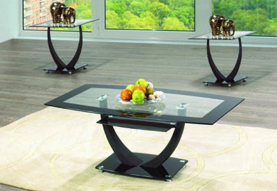 Coffee Table Set With 8mm Tempered Glass, A Black Trim and Metal Base - IF-2007-3PC