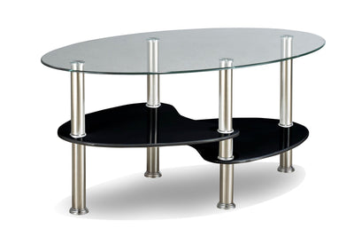 Black Oval Frosted Glass Coffee Table with Chrome Legs - IF-2009