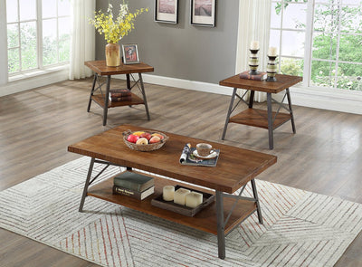 Trestle-Style Rustic Coffee Table Set - IF-2041-3PCs