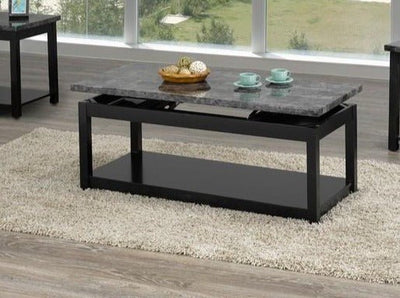 Lift-able Black Coffee Table With Dark Grey Marble Top - IF-2046-CT