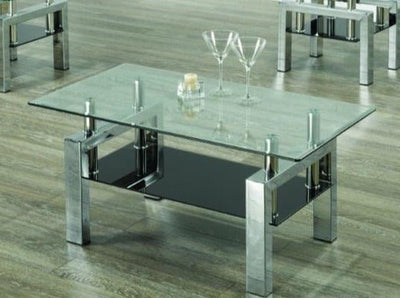 Coffee Table With 8mm Tempered Clear Glass Chrome Legs - IF-2049-C
