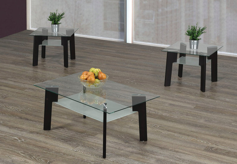 Angularly Simplistic Glass Coffee Table Set - IF-2082-3PCs