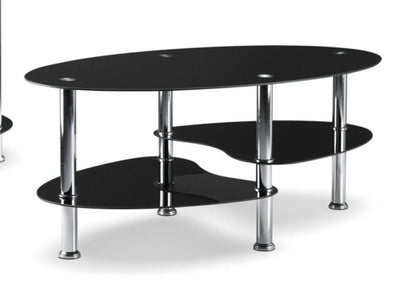 Coffee Table Black Tempered Glass and Lower shelves - IF-2600-C