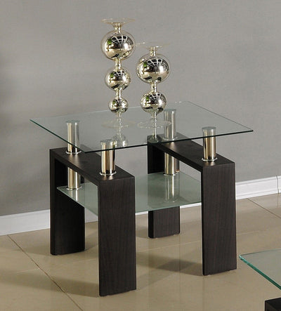 Coffee Table Set with Frosted Glass and Espresso Legs - T-5001/IF-2048-3