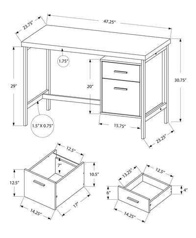 Computer Desk - 48"L / White / Silver Metal - I 7149