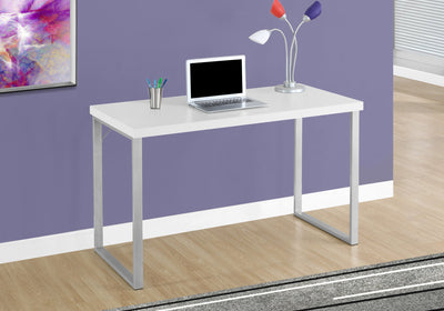 Computer Desk - 48"L / White / Silver Metal - I 7154