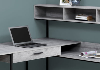Computer Desk - Grey / Black Metal Corner - I 7160