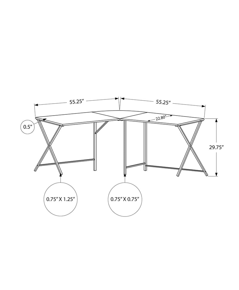 Computer Desk - 55"L / Grey Top / Black Metal Corner - I 7196