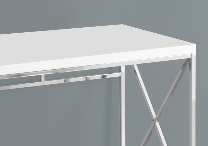 Computer Desk - 48"L / Glossy White / Chrome Metal - I 7205