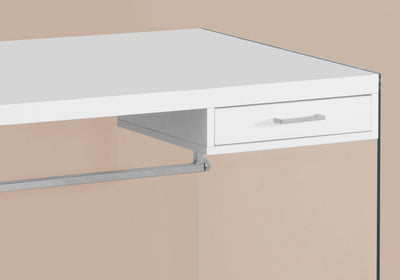 Computer Desk - 48"L / Glossy White / Tempered Glass - I 7209