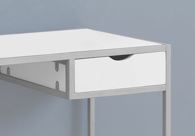 Computer Desk - 42"L / White / Silver Metal - I 7222