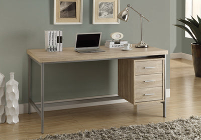 Computer Desk - 60"L / Natural With Silver Metal - I 7245