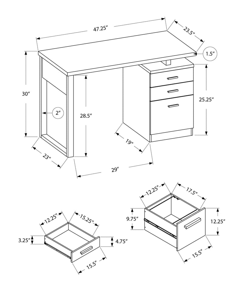 Computer Desk - 48"L / Grey-Black Left Or Right Facing - I 7295