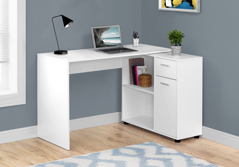 Computer Desk - 46"L / White With A Storage Cabinet - I 7350