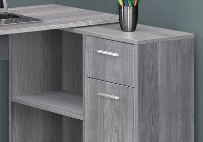 Computer Desk - 46"L / Grey With A Storage Cabinet - I 7351