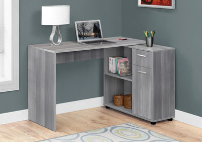 Computer Desk - 46"L / Grey With A Storage Cabinet - I 7351