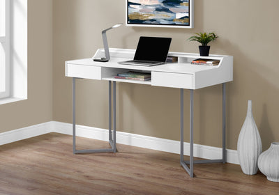 Computer Desk - 48"L / White / Silver Metal - I 7361