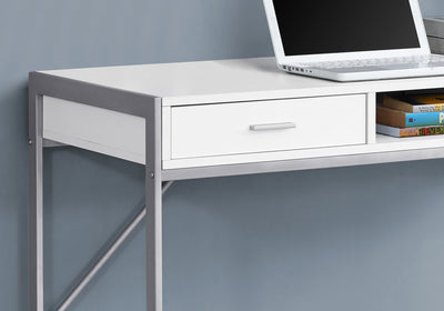 Computer Desk - 48"L / White / Silver Metal - I 7364