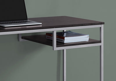 Computer Desk - 48"L / Cappuccino / Silver Metal - I 7369