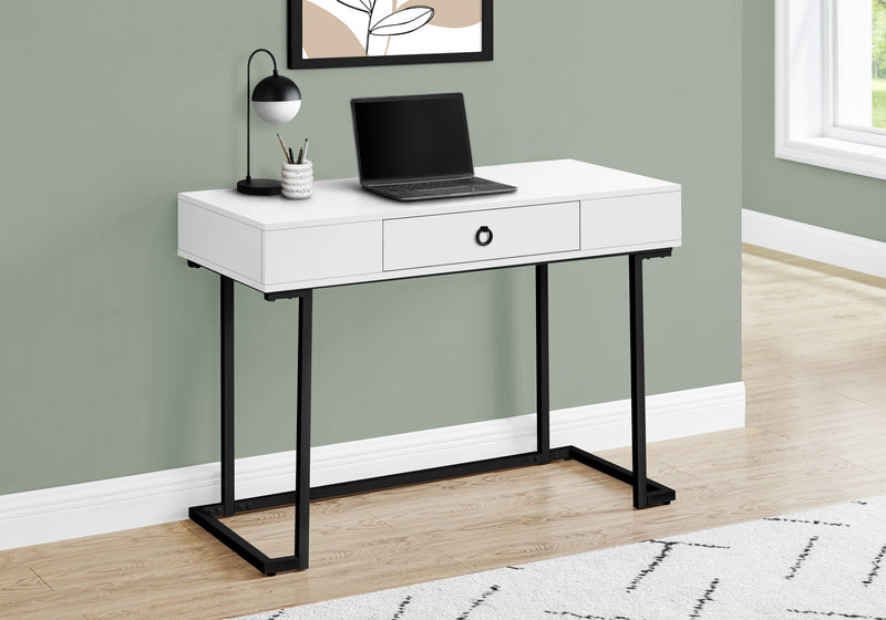 Computer Desk - 42"L / White / Black Metal - I 7385