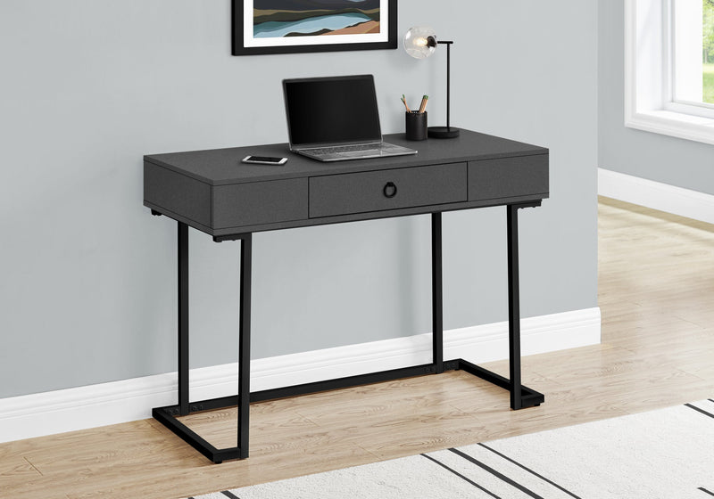 Computer Desk - 42"L / Modern Grey / Black Metal - I 7386