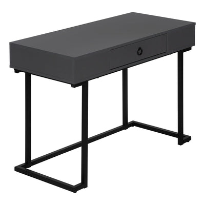 Computer Desk - 42"L / Modern Grey / Black Metal - I 7386
