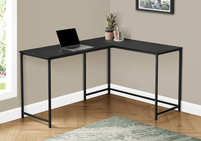 Computer Desk - 58"L / Black Top / Black Metal Corner - I 7394