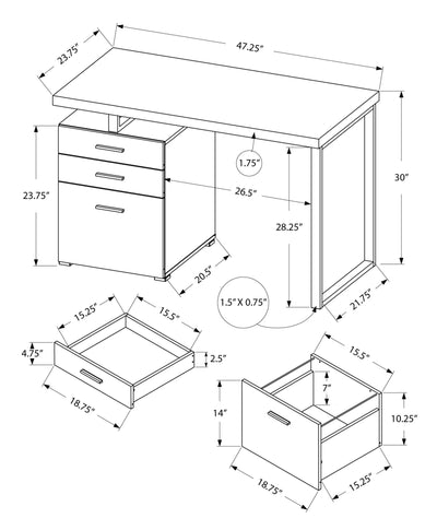 Computer Desk - 48"L / Taupe Reclaimed Wood / Black Metal - I 7410