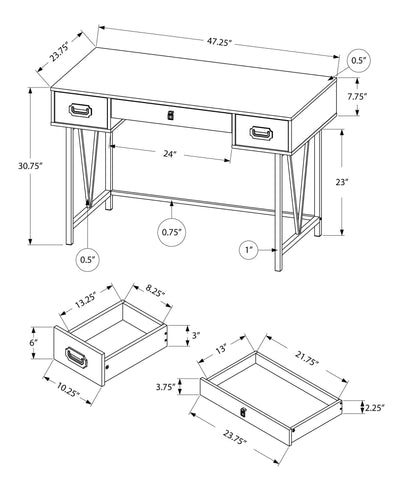 Computer Desk - 48"L / Taupe Reclaimed Wood / Black Metal - I 7414