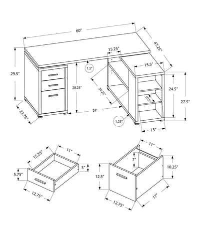 Computer Desk - Black / Grey Top Left/Right Facing Corner - I 7419