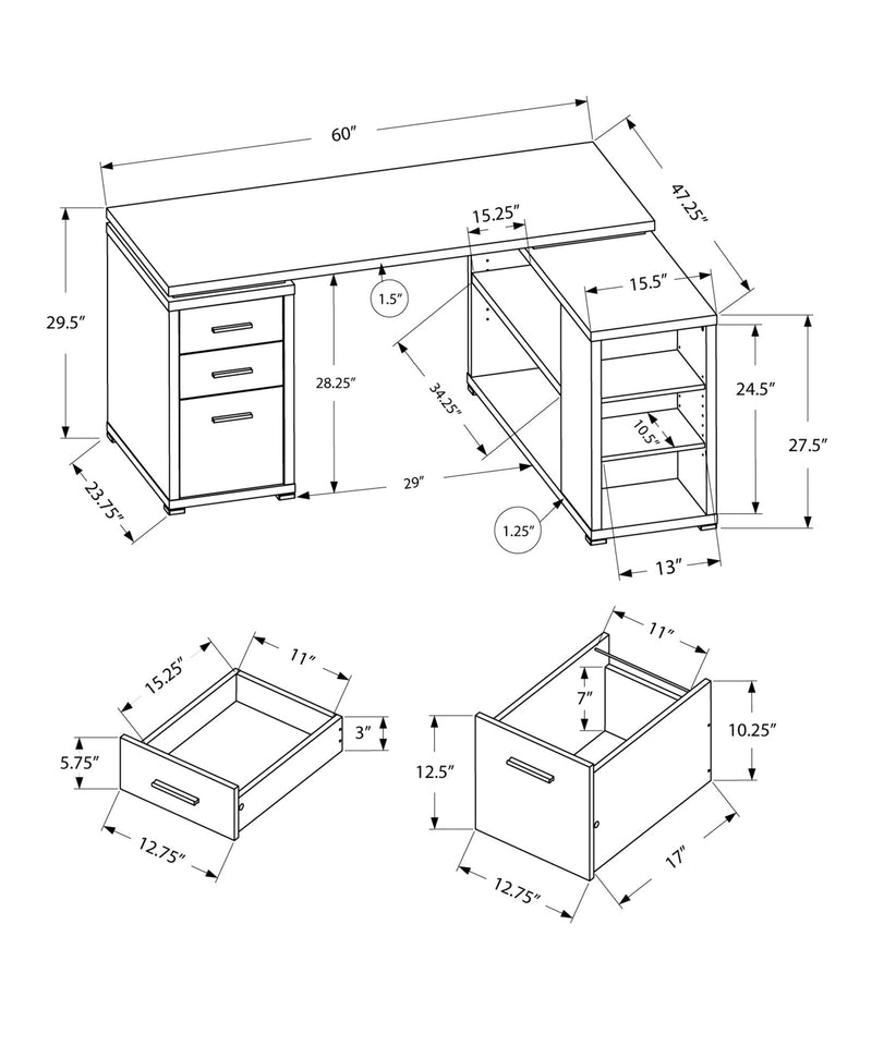 Computer Desk - Grey Reclaimed Wood L/R Facing Corner - I 7421