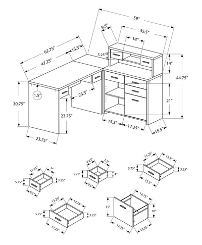 Computer Desk - Black / Grey Top Left/Right Facing Corner - I 7430