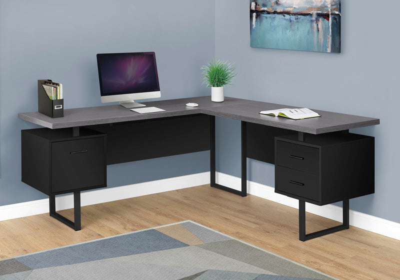 Computer Desk - 70"L / Black / Grey Top Left/Right Facing - I 7432