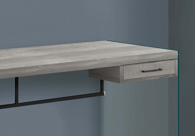 48"L / Grey Reclaimed Wood / Glass Panels Computer Desk - I 7445